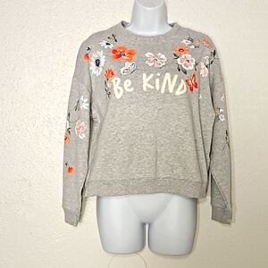 Wonder nation embroidered be kind w/ painted flowers crew neck sweatshirt 16